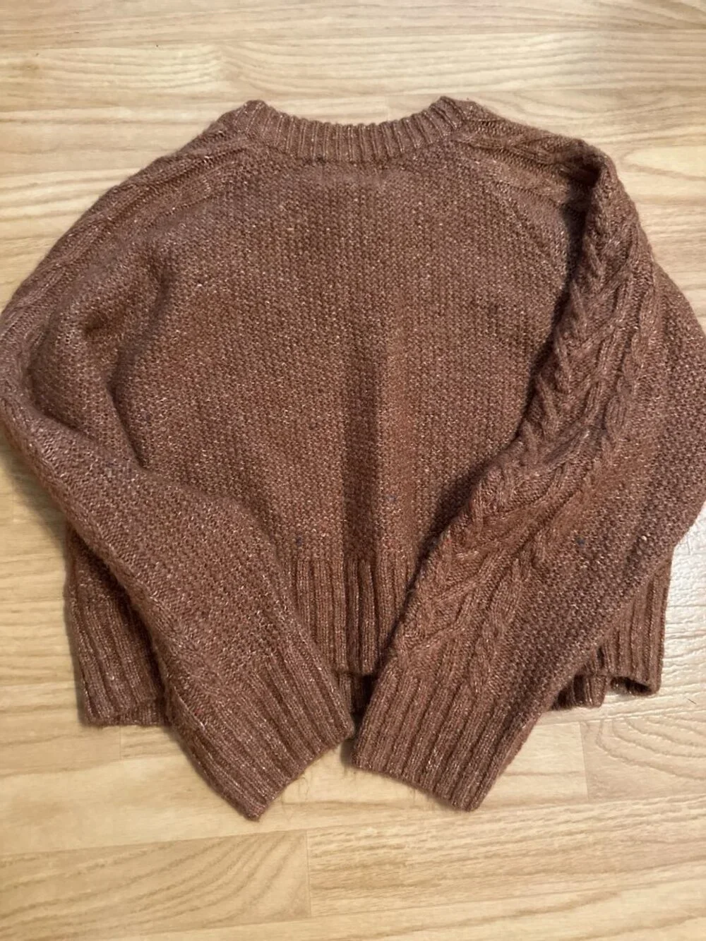 Old Navy Women's Medium Cable Knit Cardigan Rust Brown Button Front - Picture 2 of 6